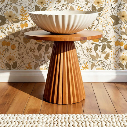Zenaida Cosmea and Cloudberry Honey Cream Taupe Wallpaper