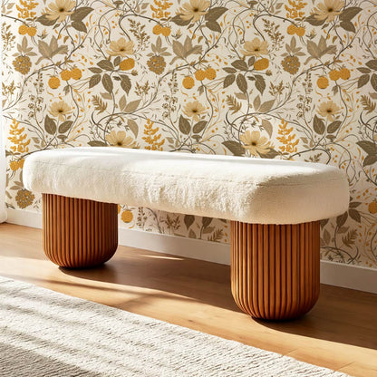 Zenaida Cosmea and Cloudberry Honey Cream Taupe Wallpaper