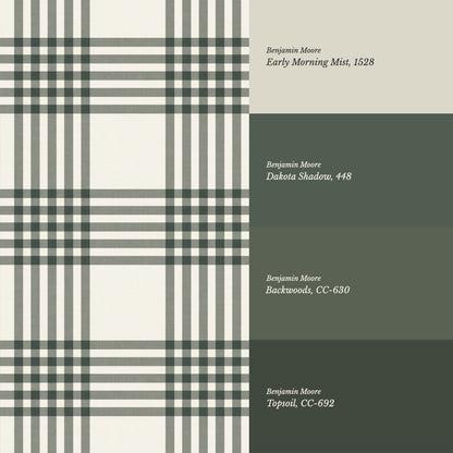 Zoe Tartan Plaid Check Forest Cream Wallpaper