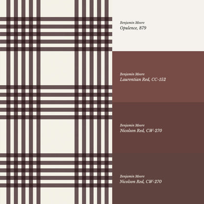 Zoe Tartan Plaid Check Maroon Cream Wallpaper