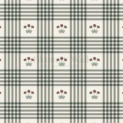 Zoe Marigolds Tartan Plaid Check Forest Cream Wallpaper