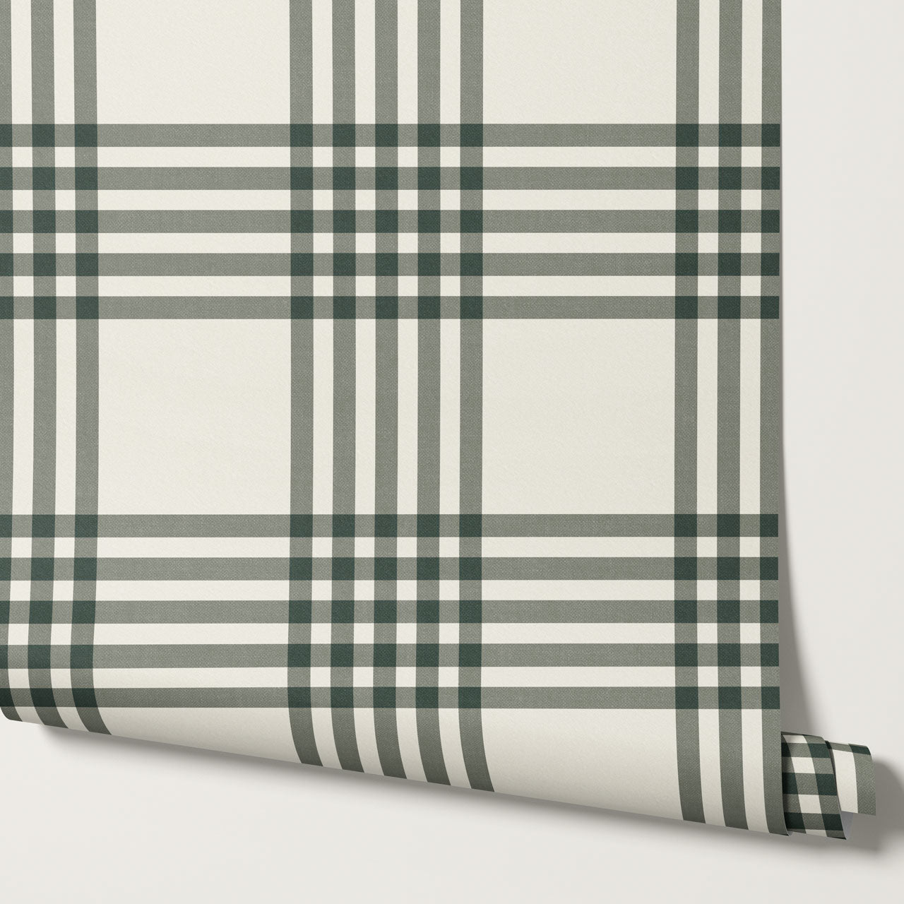 Zoe Tartan Plaid Check Forest Cream Wallpaper