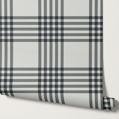 Zoe Tartan Plaid Check Slate Grey Wallpaper