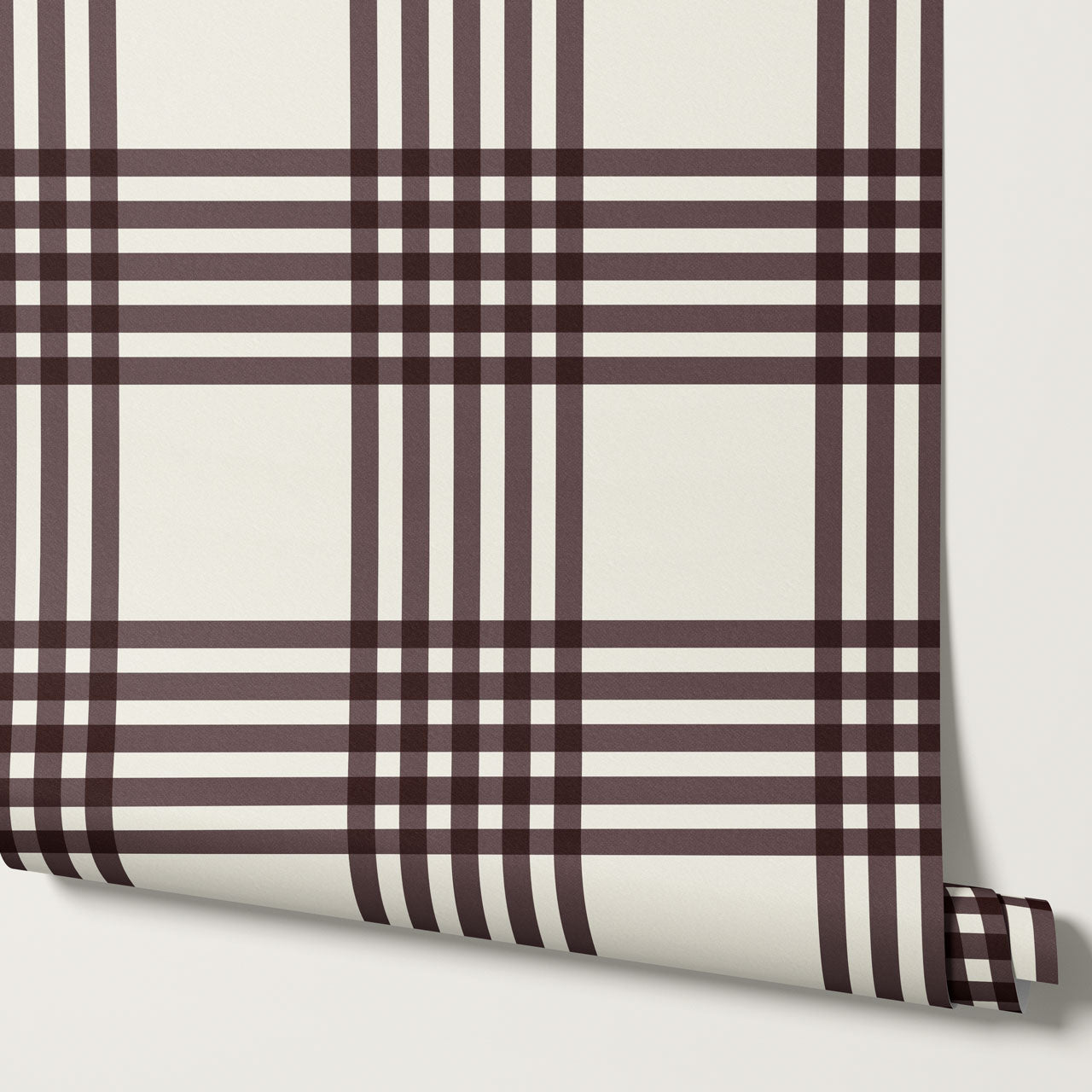 Zoe Tartan Plaid Check Maroon Cream Wallpaper