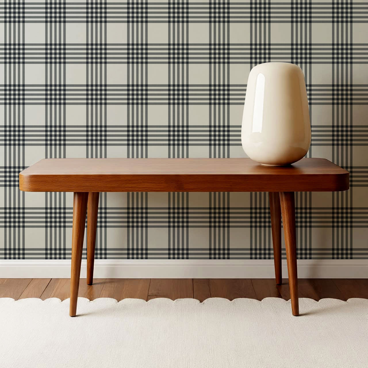 Zoe Tartan Plaid Check Slate Grey Wallpaper