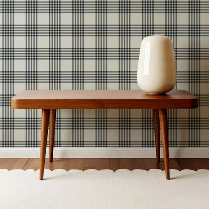 Zoe Tartan Plaid Check Slate Grey Wallpaper