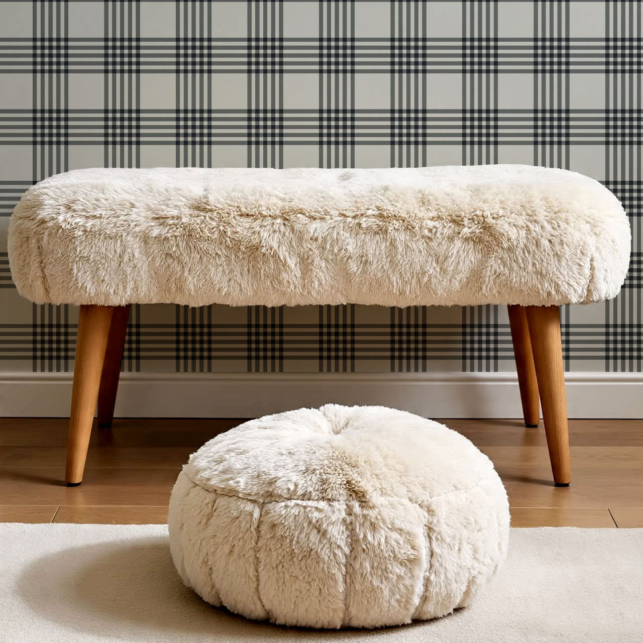 Zoe Tartan Plaid Check Slate Grey Wallpaper