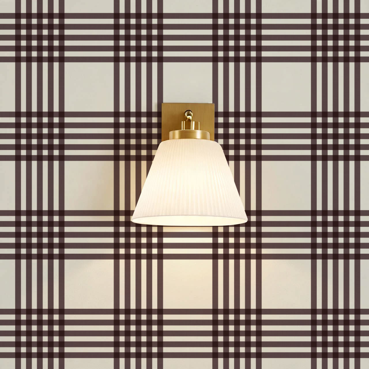Zoe Tartan Plaid Check Maroon Cream Wallpaper