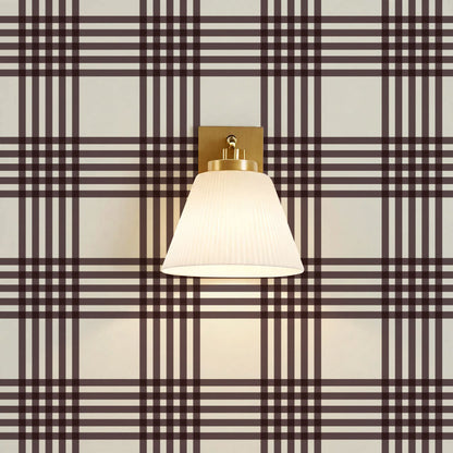 Zoe Tartan Plaid Check Maroon Cream Wallpaper
