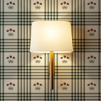 Zoe Marigolds Tartan Plaid Check Forest Cream Wallpaper