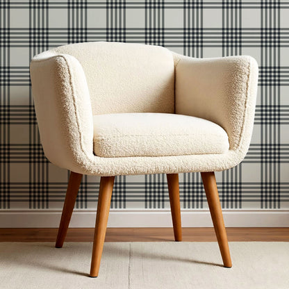 Zoe Tartan Plaid Check Slate Grey Wallpaper