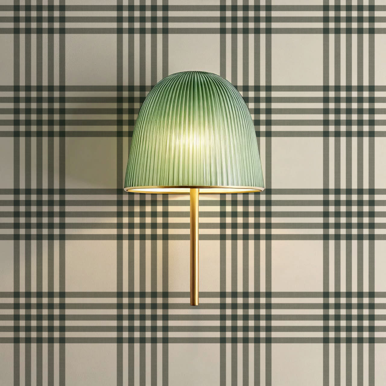 Zoe Tartan Plaid Check Forest Cream Wallpaper