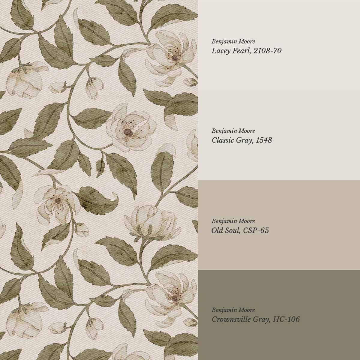 Zoona Garden Ramble Neutral Bone Sage Wallpaper
