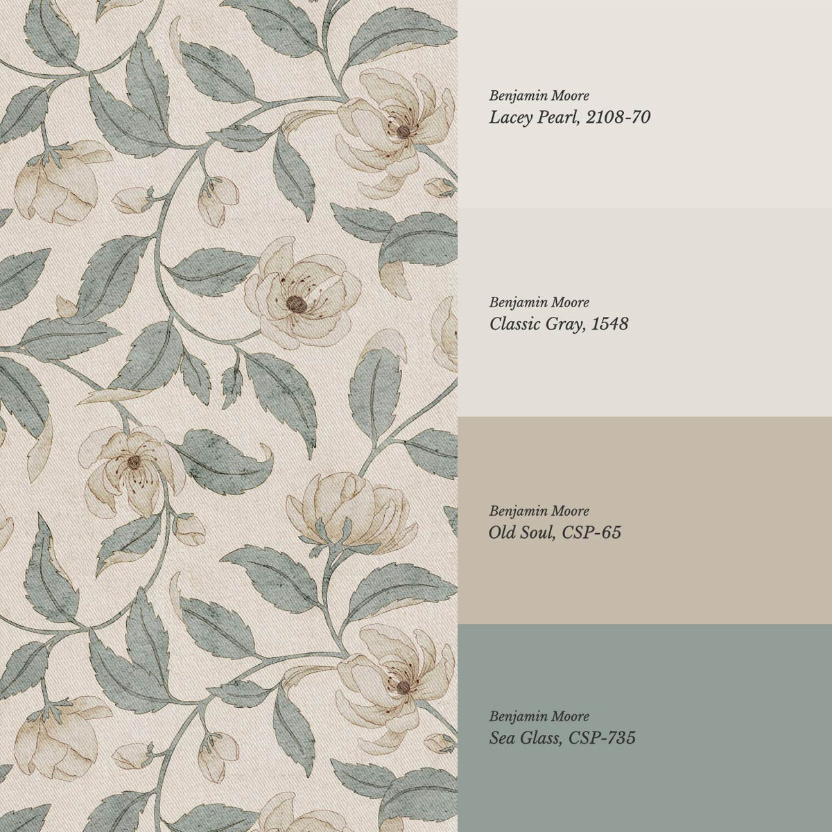 Zoona Garden Ramble Neutral Bone Sea Glass Wallpaper