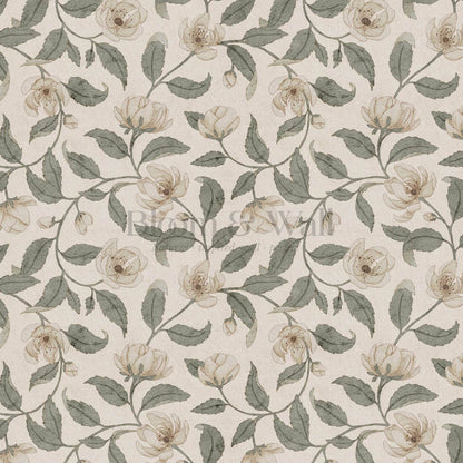 Zoona Garden Ramble Neutral Bone Olive Wallpaper