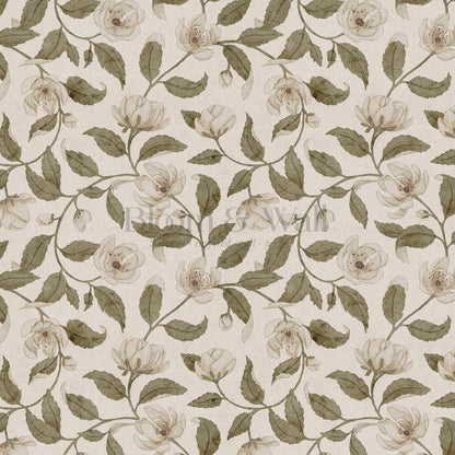 Zoona Garden Ramble Neutral Bone Sage Wallpaper
