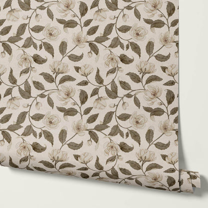 Zoona Garden Ramble Neutral Bone Brown Wallpaper
