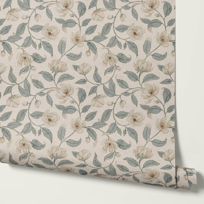 Zoona Garden Ramble Neutral Bone Sea Glass Wallpaper