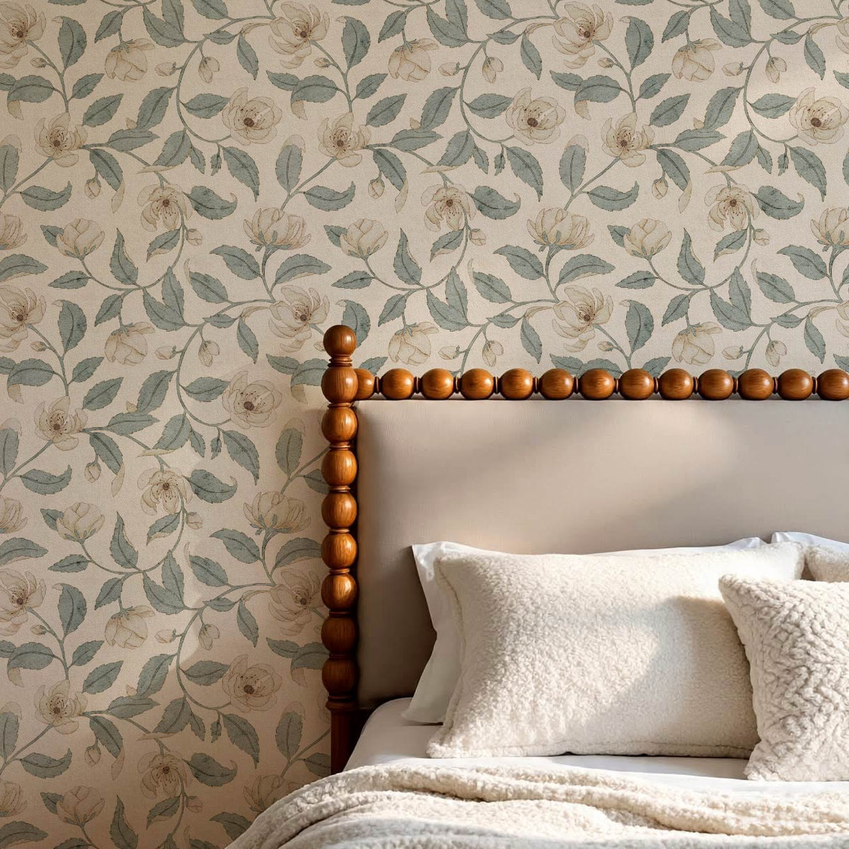 Zoona Garden Ramble Neutral Bone Sea Glass Wallpaper