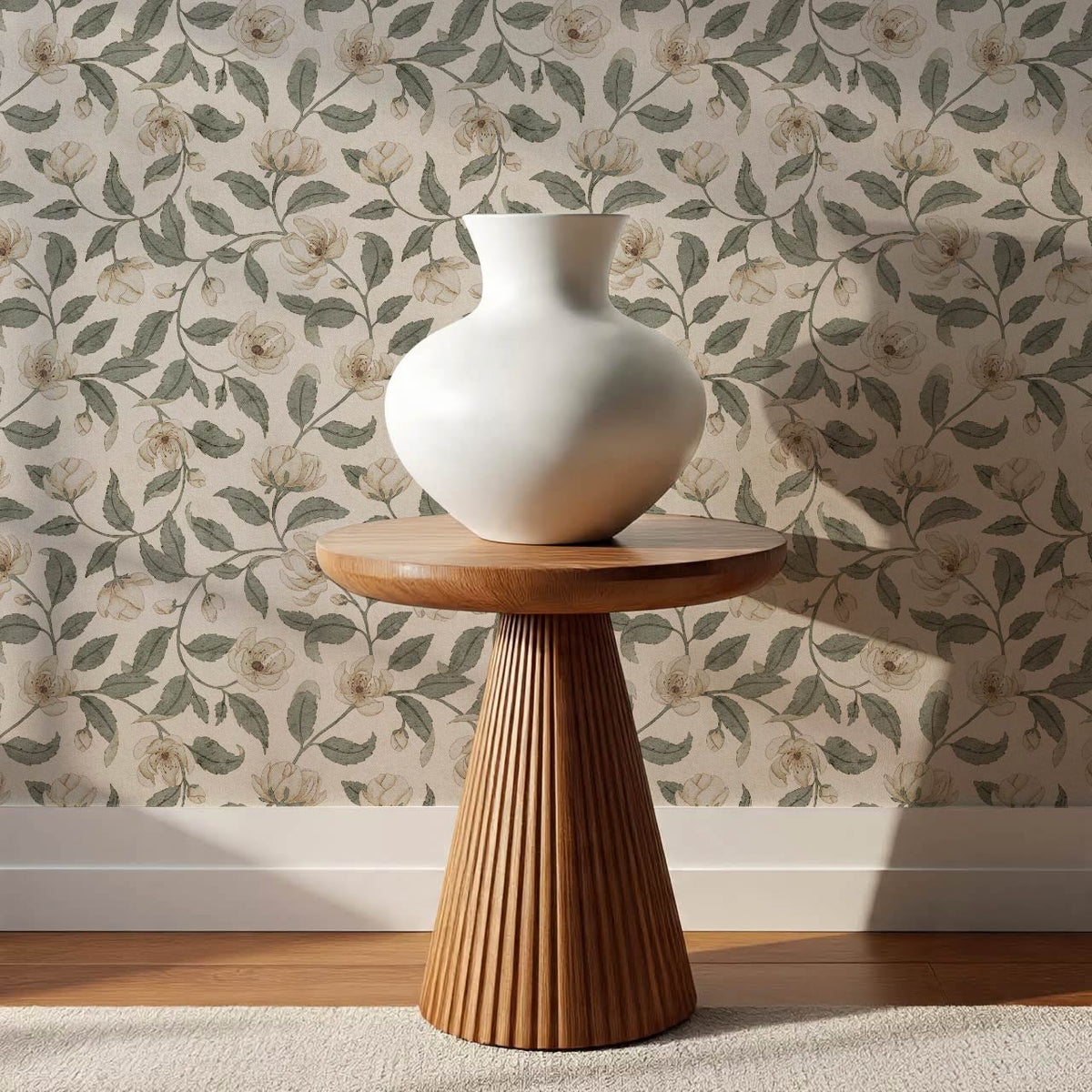 Zoona Garden Ramble Neutral Bone Olive Wallpaper