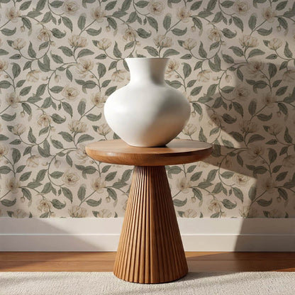Zoona Garden Ramble Neutral Bone Olive Wallpaper