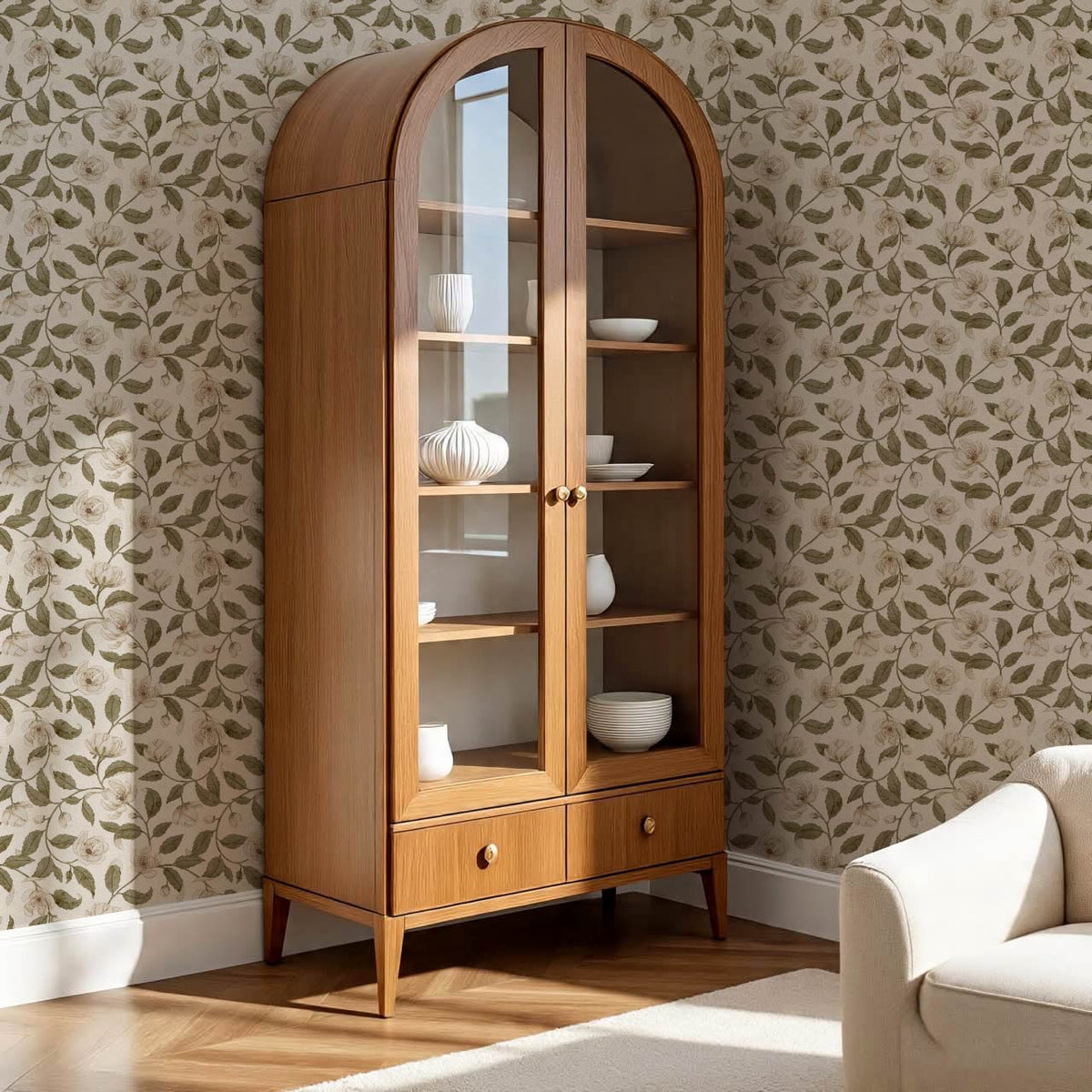 Zoona Garden Ramble Neutral Bone Sage Wallpaper