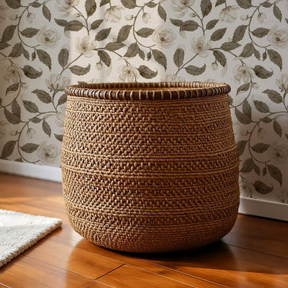 Zoona Garden Ramble Neutral Bone Brown Wallpaper