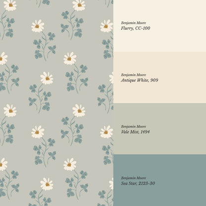 Zulma Daisy Dee Pale Sage Cream Wallpaper