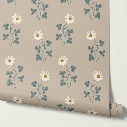 Zulma Daisy Dee Taupe Cream Wallpaper