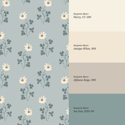 Zulma Daisy Dee Pale Breeze Cream Wallpaper