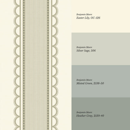 Zuri Scallop Stripes Butter Sage Wallpaper