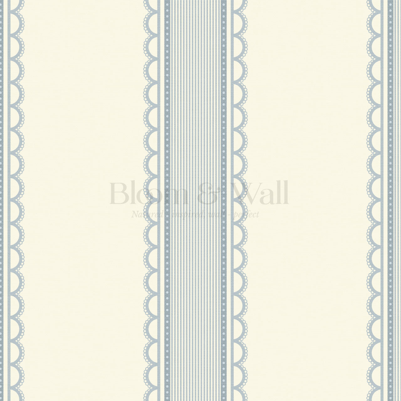 Zuri Scallop Stripes Butter Blue Wallpaper