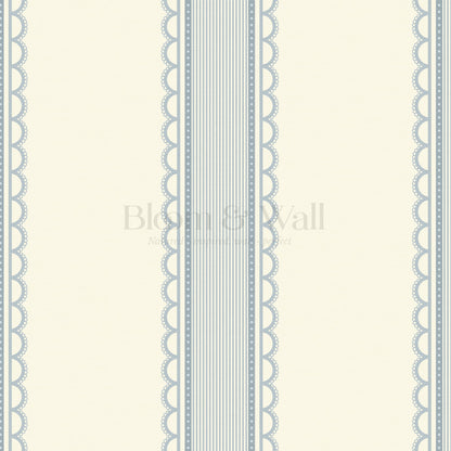 Zuri Scallop Stripes Butter Blue Wallpaper