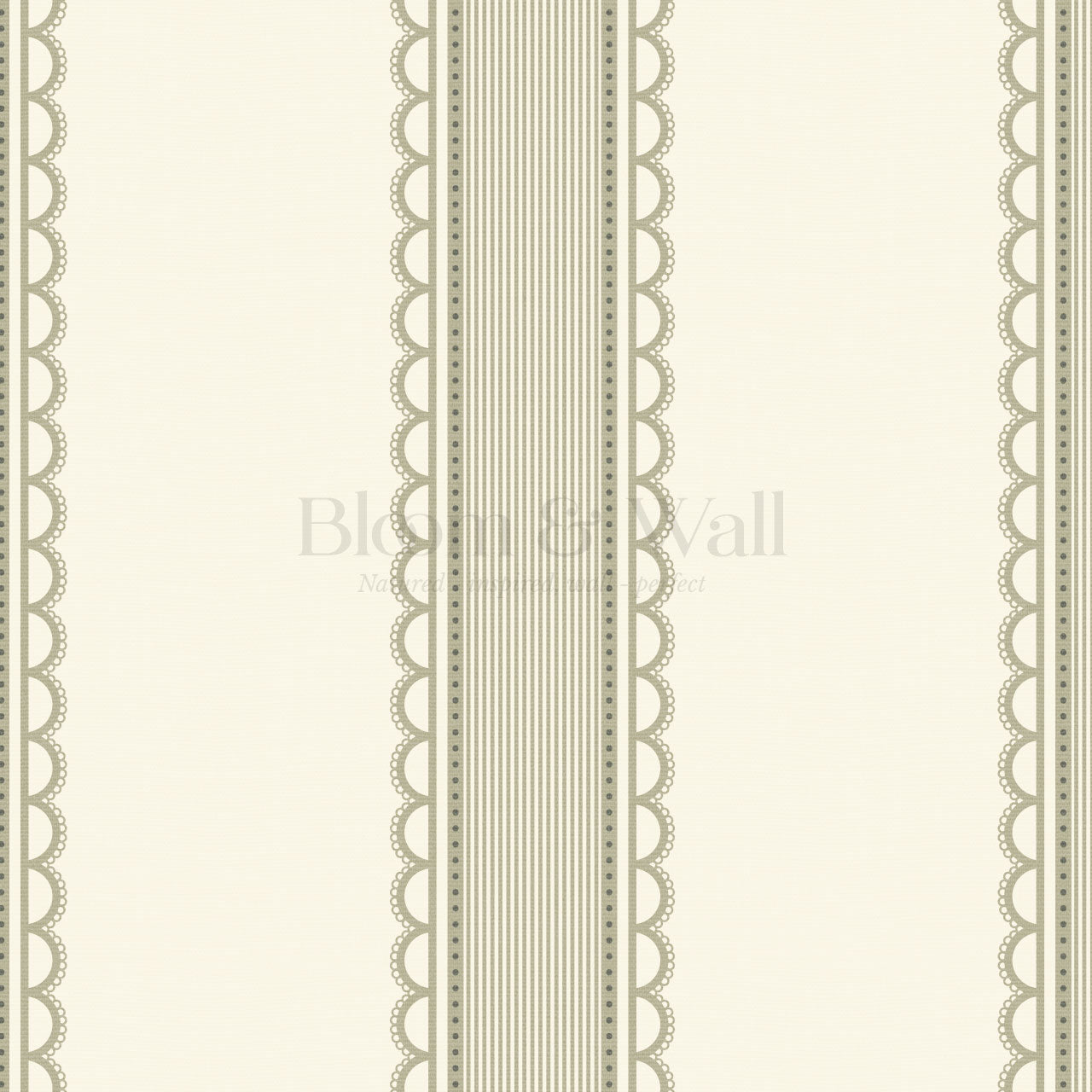 Zuri Scallop Stripes Butter Sage Wallpaper
