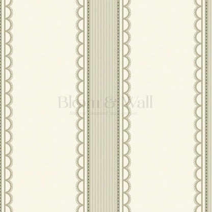 Zuri Scallop Stripes Butter Sage Wallpaper
