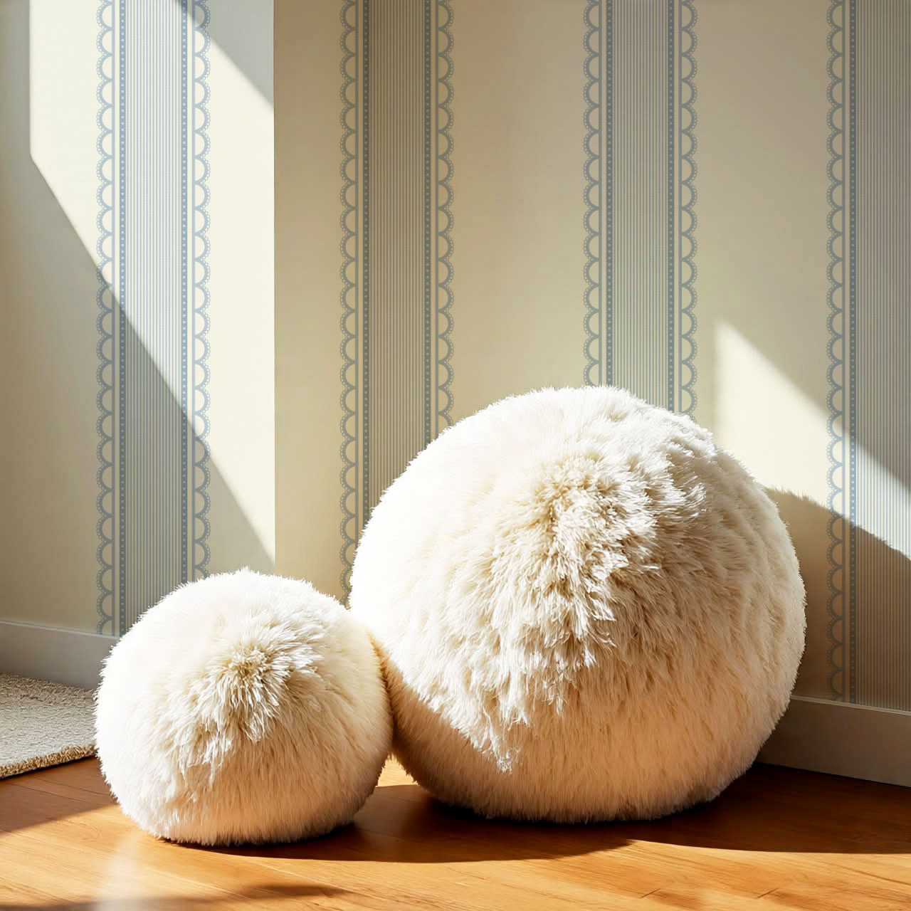 Zuri Scallop Stripes Butter Blue Wallpaper