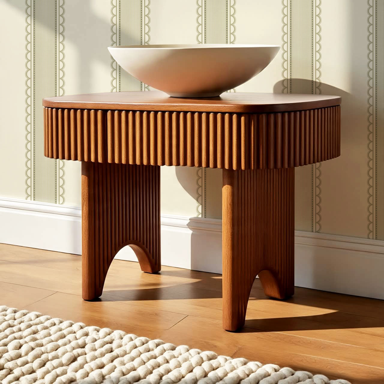 Zuri Scallop Stripes Butter Sage Wallpaper